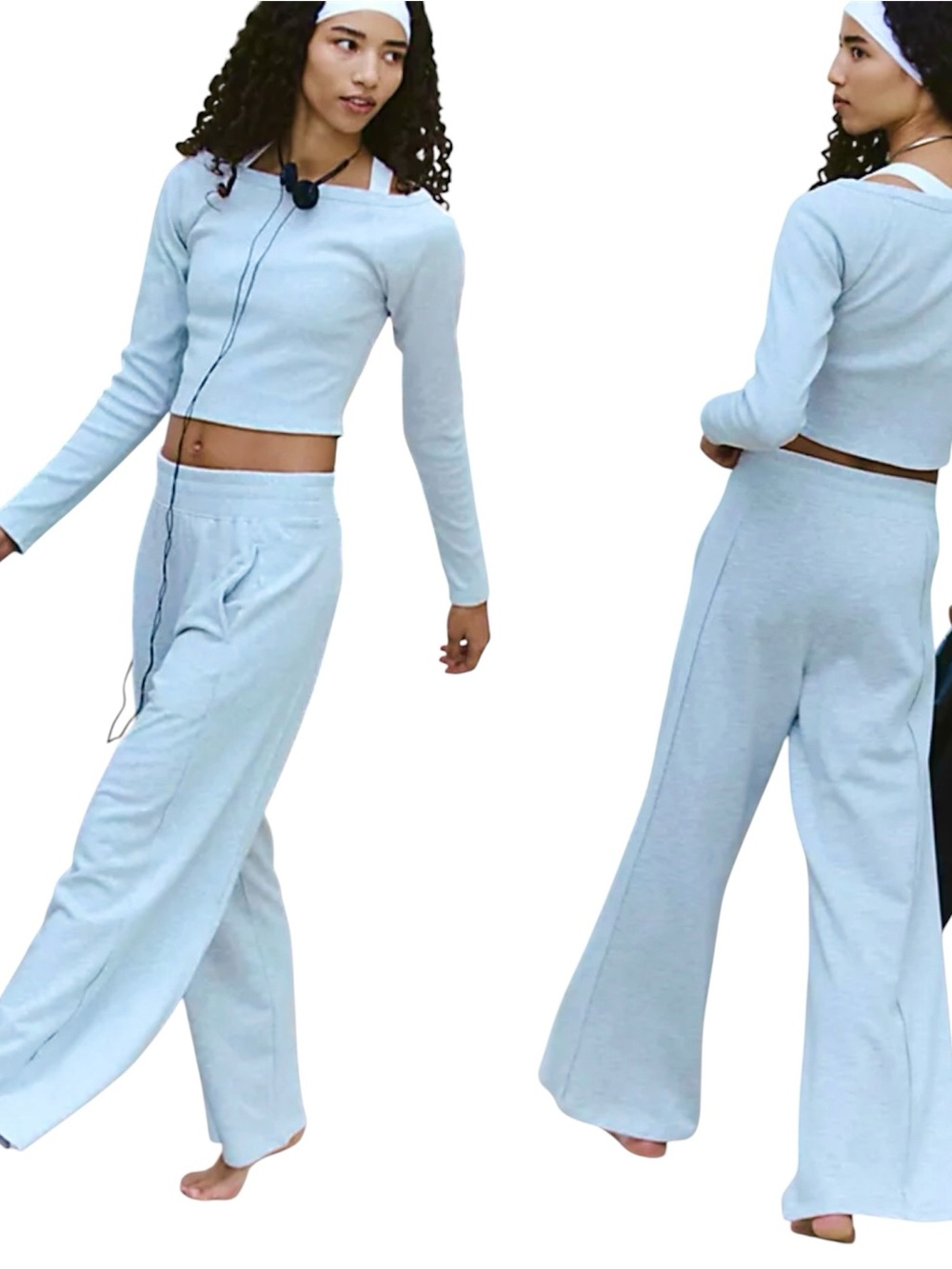 Free People | Go To Long Sleeve Set Light Blue Comfy Lounge Set Size XS